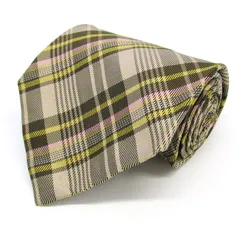 バナナリパブリック ブランド ネクタイ チェック柄 格子柄 シルク イタリア製 PO メンズ カーキ Banana Republic 【中古】