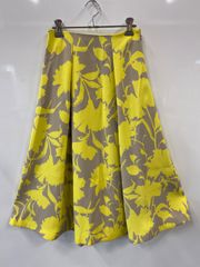 nl334⚫︎ナノユニバース⚫︎花柄⚫︎ロング⚫︎スカート⚫︎size36⚫︎ベージュ×黄⚫︎日本製