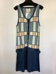 TK　ダークブルー系ノースリニットワンピース