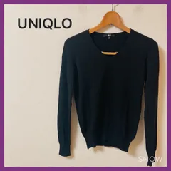 □UNIQLO ユニクロ　レディース　Vネックセーター　ウール100% ブラック