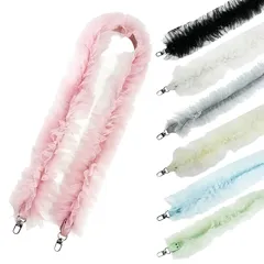 スマホショルダー フリル チュール 全7色 ストラップ ギャザー レース 紐 コード ボリューム 肩掛け 斜めがけ 携帯 バッグ ベルト レディース 可愛い おしゃれ ファッション 小物