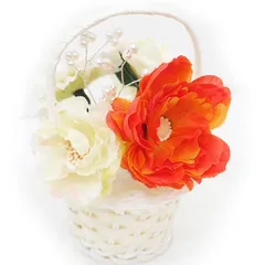 髪飾り 成人式 振袖 袴 ５点セット オレンジ クリーム色 花籠 大人 浴衣 かんざし 簪 卒業式 フォーマル 結婚式 花飾り ブライダル パール 手作り W38 W303-285 髪飾り 橙 黄 n823　WSi