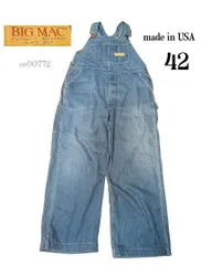 90s BIG MAC ビックマック デニム オーバーオール W32 古着 90s USA製 BIG MAC ヒッコリー ストライプ デニム ワーク