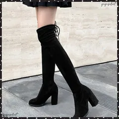 ニーハイブーツ レディース ロングブーツスエード調 ストレッチ 膝上ブーツ 歩きやすい チャンキーヒール秋冬靴 美脚脚長ブーツ 裏起毛防寒あったかブーツ 細見せ太ヒールブーツ大人 おしゃれブーツ人気 フィットブーツ韓国