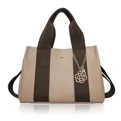 【在庫セール】2way ミニトート レディース 小さめ トートバッグ 斜めがけ ショルダーバッグ PUレザー [ジゼル] (モカ×ブラウン【チャーム：カメリア】)