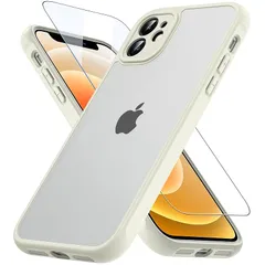 OWKEY iPhone 12 mini ケース 【ガラスフィルム付き】 半透明 薄型 軽量 いphone12 mini ケース レンズ保護 耐衝撃 米軍MIL規格 全面保護 いphone12 ミニ スマホケース ストラップホール付き 黄ばみなし 耐久性  1