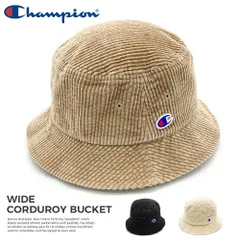 バケットハット チャンピオン ワイド コーデュロイ Champion レディース メンズ 秋冬 キャップ バケハ アドベンチャーハット アウトドア キャンプ 帽子 ロゴ CAP ブラック ホワイト ベージュ モカ
