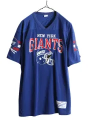 【お得なクーポン配布中!】 80s USA製 ■ チャンピオン NFL ジャイアンツ 3面 プリント 半袖 フットボール Tシャツ メンズ L / 古着 80年代 Champion アメフト Vネック