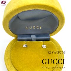 GUCCI グッチ ダブルG ダイヤモンド K18WG 750 ホワイトゴールド スタッド ピアス シルバーカラー 1.51g ケース 保存袋 付き