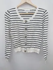 ◇ JILLSTUART ボーダー ショート丈 大人かわいい 長袖 カーディガン サイズFR ホワイト ブラック レディース P 【1310020019241】