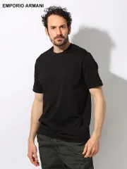 EMPORIO ARMANI (エンポリオアルマーニ) アクィラ ジャガード 総柄 クルーネック 半袖 Tシャツ AQUILA (ブラック)
