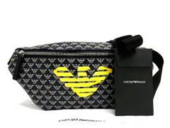 ■新品■未使用■ EMPORIO ARMANI エンポリオアルマーニ PVC ウエストポーチ ウエストバッグ ボディバッグ ネイビー系×イエロー系 AU9758のサムネイル