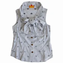 Vivienne Westwood ヴィヴィアンウエストウッド オーブ ストライプ柄 ボウタイリボン ブラウス サイズM レディース 【中古】