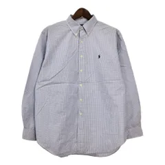 RALPH LAUREN ラルフローレン 長袖ボタンダウンシャツ チェック ブルー(メンズ 17 1/2)中古 古着 T7043
