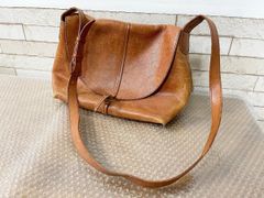 GREE ブラウン レザー ショルダーバッグ - メルカリ