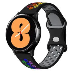 【在庫処分】柔らかい軽さ通気性が良のシリコンスポーツストラップ 腕時計とスマートウォッチ クイックリリースベルト 替えバンド 22mm (20mm 20mm L 時計バンド 黒/虹) [AGUPERFIT]