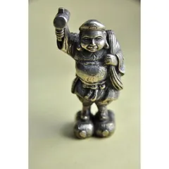 【旧家蔵出し初出し品】大黒天　大黒様　おそらく真鍮製　置物　縁起物　骨董　レトロ 旧家蔵出し初出し品】大黒天 大黒様 おそらく真鍮製 置物 縁起物