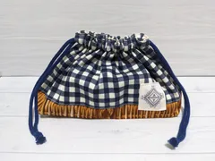 お弁当袋　ネイビーチェック