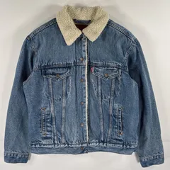 古着 リーバイス Levi's デニムジャケット ボア ビッグE ブルーデニム プレミアム ジージャン M  ブルー レディース