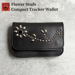 栃木レザー コンパクト財布 スタッズウォレット 三つ折り財布 新品 ブラック 栃木レザー スタッズ財布 コンパクト財布 三つ折り財布