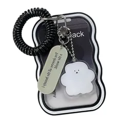 BOJIDO パスケース 定期入れ カードケース ストラップ付 ネームホルダー カードケース クリア窓 かわいい キーホルダ付き ペンダント付き シリコーン トレカケース トレカホルダー 通勤 通学 社員証 ID ICカード ICOCA SUICA 電車  0