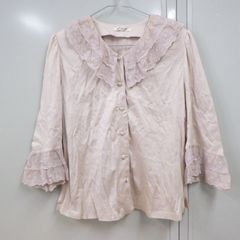 昭和 レトロ 襟付き レース シャツ ブラウス ピンク バラ色の暮し スリット