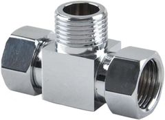 sugarello 互換品3way T形アダプター 分岐水栓 浴室水栓パーツ 水栓バルブ コンポーネント 交換部品 亜鉛合金 G1/2 呼13 汎用(E_メス・メス・オス)