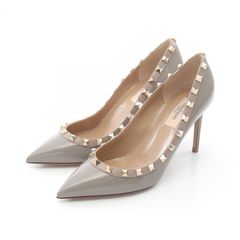 ヴァレンティノ・ガラヴァーニ Valentino Garavani パンプス ロックスタッズ グレー パテントレザー パンプス レディース 未使用