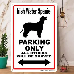 雑貨【Irish Water Spaniel/アイリッシュ・ウォーター・スパニエル】 Parking / パーキング / Dog / 犬 / 警告 / ヤードサイン / メタルプレート / ブリキ看板 / メタルポスター / -135のサムネイル