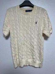 ポロ ラルフローレン ケーブル 半袖ニット L アイボリー