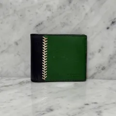 COACH コーチ 二つ折り財布 ネイビー グリーン 札入れ レザー 本革