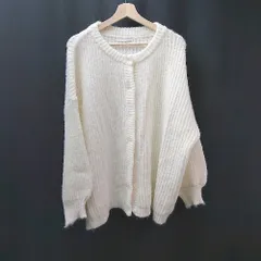 ◇ aunt marie's ニット生地 フロントボタン 前開き 羽織もの 冬向け 長袖 カーディガン サイズFREE ホワイト レディース E  【1310130015041】