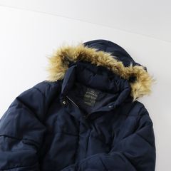大きいサイズ スタジオクリップ studio CLIP フェイクファー 中綿 フーデッドジャケット 3L/ネイビー トップス アウター 【2400013627054】