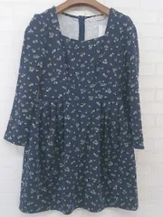 ◇ 31 Sons de mode スクエアネック 長袖 チュニック ワンピース サイズ36 ネイビー マルチ レディース P  【中古】 【1209230001576】