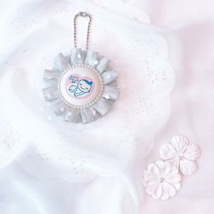 ハンドメイド　両面マタニティマーク　チュールロゼット　グレー　完成品