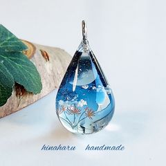ドロップ空ネックレス(夜空＊彼岸花)