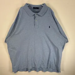 古着 ポロ・ラルフローレン POLO RALPH LAUREN 半袖 ポロシャツ ロゴ 刺繍 2ボタン 大きいサイズ 3XB  水色 無地 メンズ