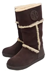 トリーバーチ ムートンブーツ 箱付 6 23ｃｍ程度 ボア ブラウン TORY BURCH ミドルブーツ レザー