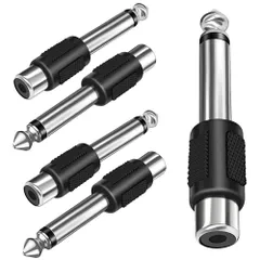 【在庫セール】6.35mm 3.5mm 変換アダプタ 変換アダプタ オーディオケーブル ステレオミニプラグ（メス）⇒ステレオ標準プラグ（オス） スピーカー ミキサーなど用対応 標準アダプタコネクタ ミニプラグ(6.35 モノラル - RCAコネクター、5個入り