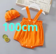 100cm  　帽子付き　赤ちゃん　ハロウィン 　かぼちゃ ベビー服 子供 ロンパース サロペット キッズ 女の子 男の子 コスプレ 仮装 衣装 カバーオール