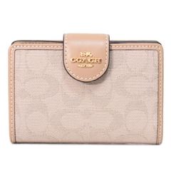 コーチ 財布 COACH キャンバス レザー シグネチャー ミディアム コーナー ジップ ウォレット 二つ折り財布 ダークナチュラルマルチ CAO98