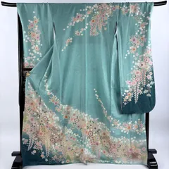 501z33〇翠山工房 高身長な方も 振袖 銀通し 辻が花〇美品 成人式 結婚式 翠山の辻が花振袖｜濃青緑｜大阪・京都のみやたけ工房