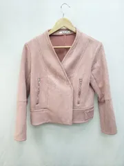 ◇ RADIATE ラディエイト スエード調 ライダース風 お洒落 長袖 ジャケット サイズM ピンク系 レディース P  【1402270016993】