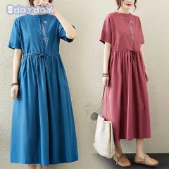 ワンピース ロングワンピース コットン リネン 体型カバー ロング丈 大きいサイズ ゆったり 着痩せ 綿麻風 花柄 Aライン おしゃれ 30代 40