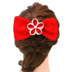 髪飾り リボン 卒業式 袴 成人式 つまみ細工 赤 振袖 前撮り 白 ちりめん パール かんざし 大きい レトロ シンプル おしゃれ No.12-0009