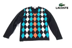 【中古】ラコステ｜LACOSTE｜アーガイル柄 Vネックウールセーター｜メンズウェア｜3｜訳アリ