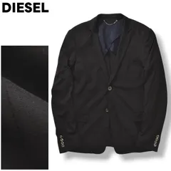 【美品】 ディーゼル DIESEL 2B シングル テーラード ジャケット ブレザー センターベント ノッチドラペル 背抜き スーペリア プロテクション SUPERIOR PROTECTION 44 ブラック x ネイビー メンズ