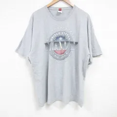 XL/古着 半袖 ビンテージ Tシャツ メンズ 00s ミリタリー ネイビー NAVY 大きいサイズ クルーネック グレー 霜降り 25jul04 中古