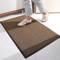 【迅速発送】Bcrio 玄関マット 屋外 室内 滑り止め 業務用 家庭用 速乾 マット シンプル 泥落とし 洗える ドアマット(ブラウン80*120)