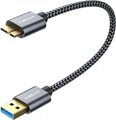 SUNGUY USB3.0 ケーブル MicroB 0.3M タイプAオス - マイクロタイプBオス USBケーブル 外付けHDD/SSD ハードドライブ/HDカメラなど対応 マイクロB変換ケーブル 高速データ転送 0.3m グレー